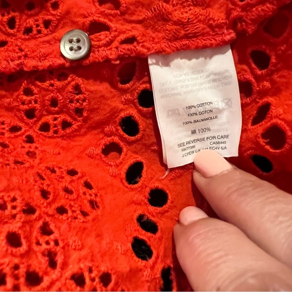 Madewell Bright Red Eyelet Lattice Cotton top size small - Picture 13 of 16